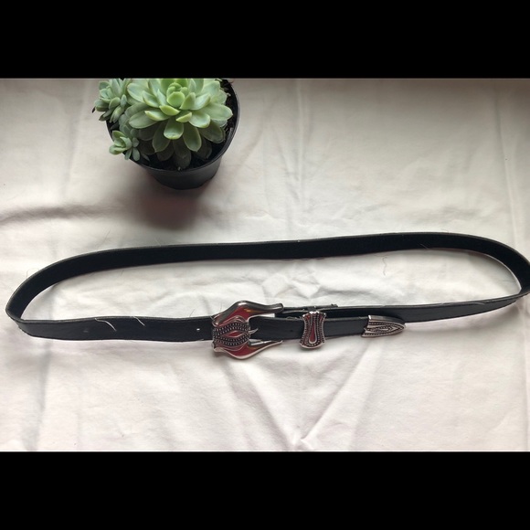 Black Leather Belt - Picture 2 of 3